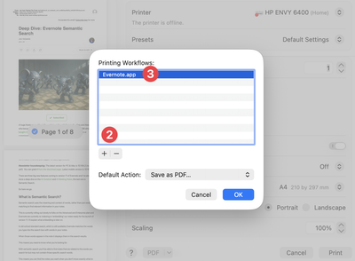 Adding Evernote to the macOS Print dialog